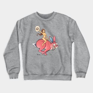 Lady Riding A Rabbit Crewneck Sweatshirt